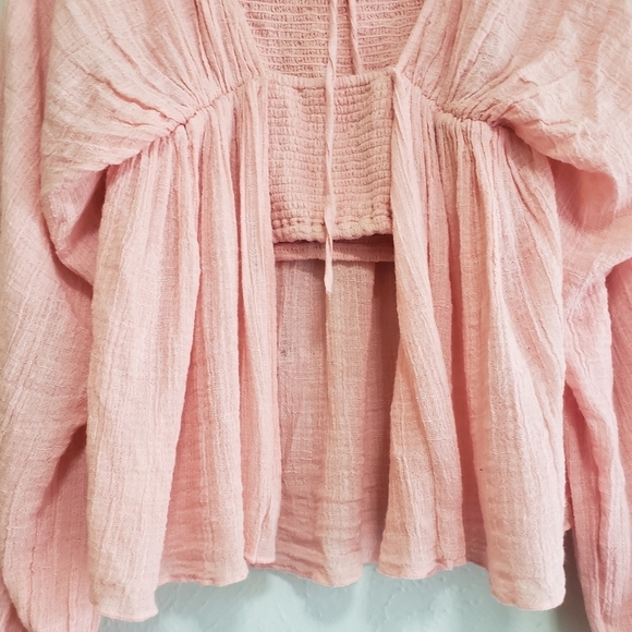 🩷 FREE PEOPLE 🩷 FP ONE Sarah Open Smocked Back Top Sz M - Picture 8 of 15